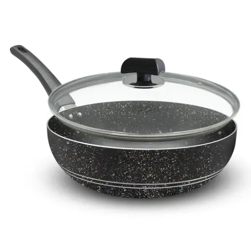 [CW924L] Cambridge Cookware NonStick Snowflake Series CW924L Chinese Wok with glass Lid 24cm